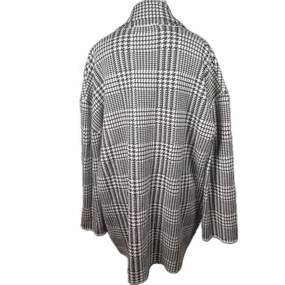 Zara Houndstooth Double Breasted Oversized Knit Sweater Blazer Jacket Size L - Picture 6 of 9